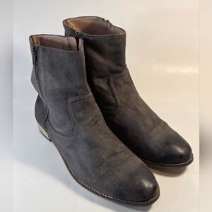 Mossimo Supply Co Women's 10 Black Ankle Riding Boots Gray Black Distressed ZIP